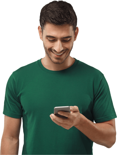 man looking at cell phone